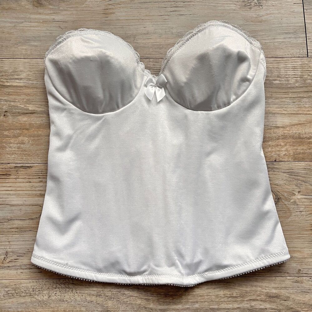 American Vintage Empire Intimates White Satin Lace Corset Top 34C Bustier M